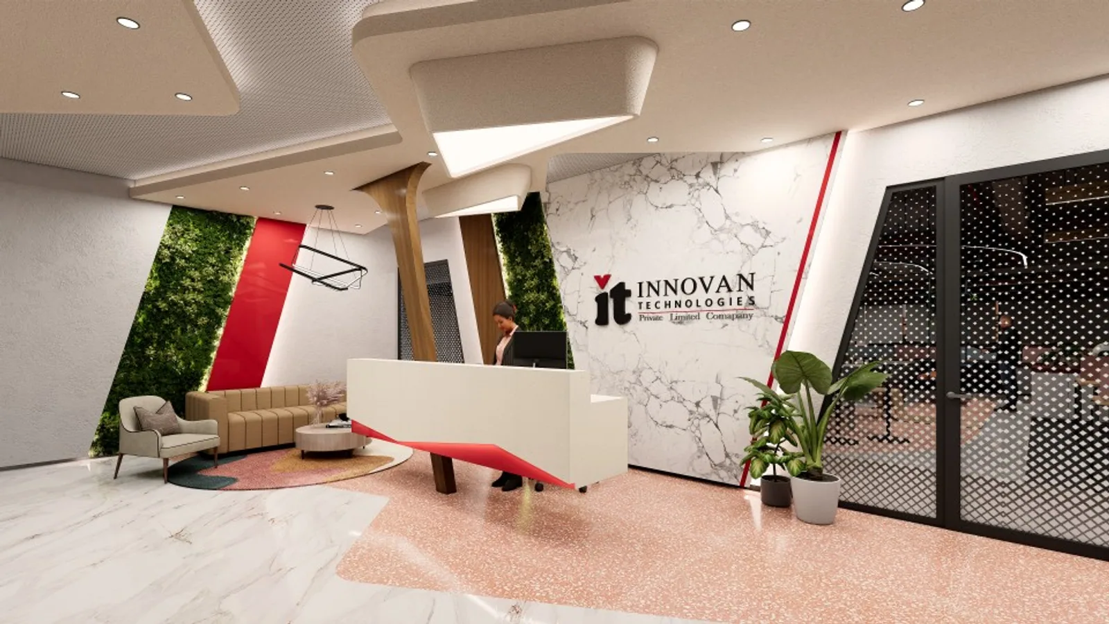 Innovan Technologies — Hyderabad corporate office interior by Pencil Sketch Design Studio — view 1